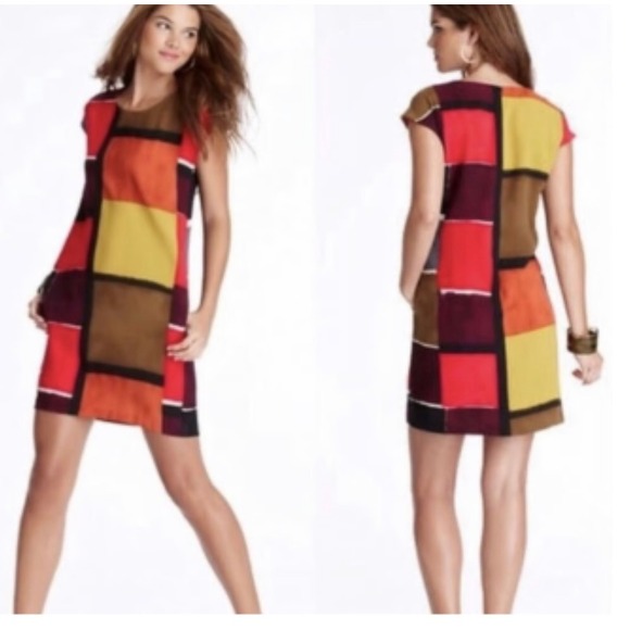 LOFT Color Block Dress Sleeveless Shift Casual Career Party Size 2P‎ - Picture 2 of 13